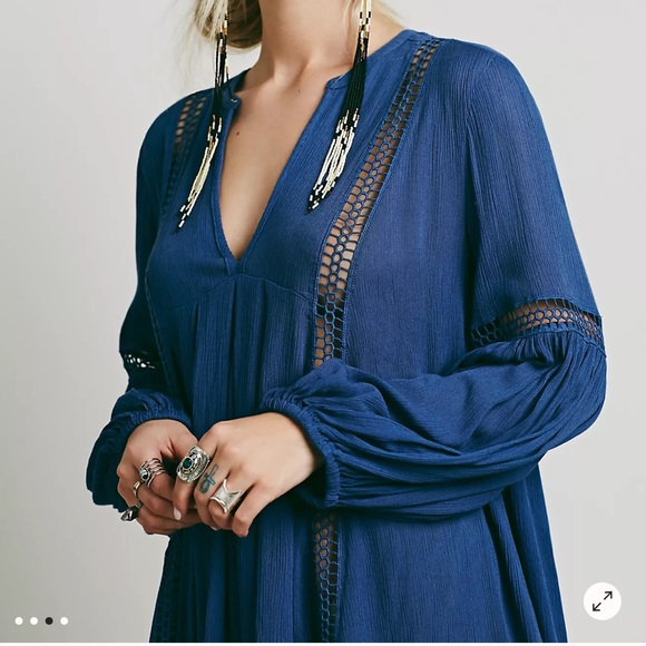 Free People babydoll crochet inset swing tunic - Picture 3 of 13